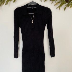 Miss Selfridge Black Polo Mini Knitted Dress
